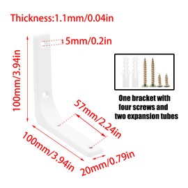Adyoney 10pcs Heavy Duty L Brackets, 4 Inch White Angle Bracket, Wall Shelf Bracket 90 Degree Corner Brace with Screws for Shelves, Wood, Cabinets(White, 4Inch)