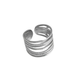 Abc Style Anillo Dorado Ajustable de Capas o Gajos Chapa de Oro 18k Diseño Sencillo y Elegante Joyeria Bisutería (Plata)