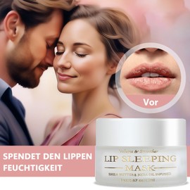 Jeffbaubl Lippenmaske, Lippen-Schlafmaske, 20 ml Schlaf-Lippenmaske Feuchtigkeitsspendender Lippenbalsam für Trockene, Rissige Lippen, Lippen Maske mit Vitamin C zur Reparatur von Lippenfältchen
