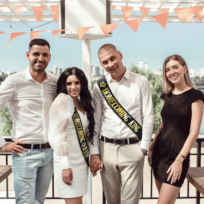 2 Pcs Homecoming King & Queen Sash with Gold Foil,