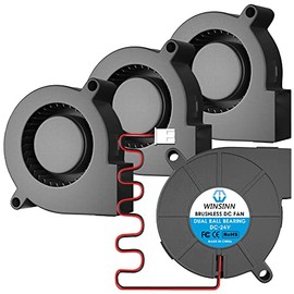 WINSINN 50mm 5015 Blower Fan 12V, 3D Printer 24 Volt Fans Blower Turbine Turbo Dual Ball Bearing, 1000mm/39in Cable Brushless Cooling 50mmx15mm 2PIN (Pack of 4Pcs)