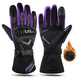 mjmoto Motorcycle Gloves Windproof Waterproof Guantes Moto Women Motorbike Riding Gloves Touch Screen Moto Motocross Gloves Winter for Lady (Purple, X-Small)
