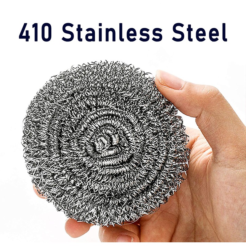 12Pcs Steel Wool 410 Stainless Steel Scourers Scrubber Pad Scouring