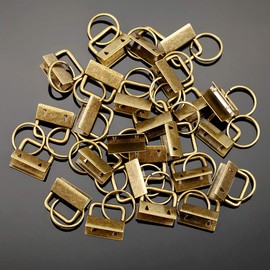 SPEEDWOX 25 Pcs Key Fob Hardware with Split Ring Webbing Antique Brass 1 Inch
