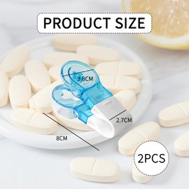 Pack of 2 pill squeezers, small tablet squeezing aid, tablets for travel, mini portable pill taker with easy portable pill box, squeeze tablet separator, tablets swallowing aid