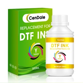CenDale Premium DTF Yellow Ink - 500ML DTF Transfer Ink for PET Film, Refill DTF Ink Yellow for Epson ET-8550, L1800, L800, R2400, R1390, P400, P800, XP15000, Heat Transfer Printing Direct to Film