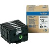 Brother HGe-231V5 Labelling Tape Cassette, Value Pack, Black on White,