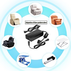 Recliner Universal Power Cord - with Extended L-Shaped Cable and Extended Straight Head Cable, Suitable for Lifting Chairs, Recliner Sofas, 29V 2A Recliner Power Supply, 2-pin Power Adapter