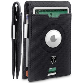 TRAVANDO AirTag* Wallet Mens Wallet with Money Clip Air Tag Wallet Card Holder RFID Blocking Bifold Gifts for Men, Black & Chess
