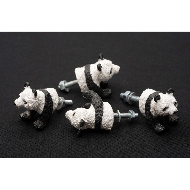 Miniblings 4X Möbelgriffe Pandabär Griffe Handarbeit Upcycling Kinderzimmer - Schubladengriffe