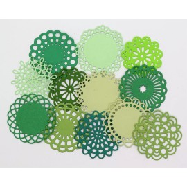 Small Tiny Doilies 12 pc Green Paper Die Cut Scrapbook Embellishment Cardmaking