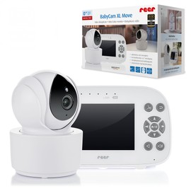 reer BabyCam XL Move Digital Video Baby Monitor, Interception-Proof FHSS Technology, 4.3 Inch TFT Screen, 300 m Range, Pan & Tilt Camera, Night Vision, Intercom Function, White