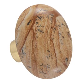 mookaitedecor Set of 4 40mm Picture Jasper Stone Drawer Knobs with Screws, Healing Stones and Crystals, Oval Decorative Stones Pull Handles for Cabinets Cupboard Wardrobe Home Kitchen