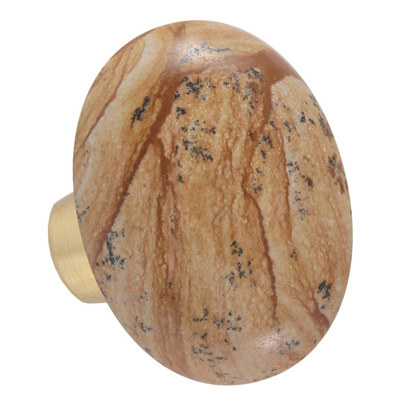 mookaitedecor Set of 4 40mm Picture Jasper Stone Drawer Knobs