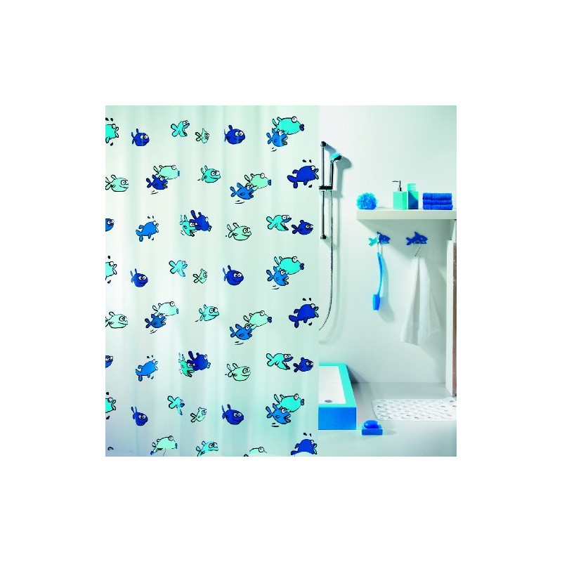 Spirella PEVA Shower Curtain Hugo Blue 180x200cm