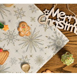 Artoid Mode Gold Snowflakes Christmas Tablecloth, Seasonal Table Linen, Winter Kitchen Table Decoration, Indoor, Holiday, Party Decor, 100 x 100 cm