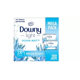 Downy Infusions Mega Dryer Sheets, Laundry Fabric Softener, 130 Ct, Select Scent - OCEAN MIST