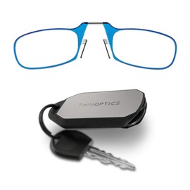 ThinOptics unisex adult Keychain Case + Reading Glasses, Blue, 44 mm US