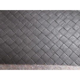 Berkshire Faux Leather Basket Weave PVC Fabric Black BTY Cotton Backed-Soft