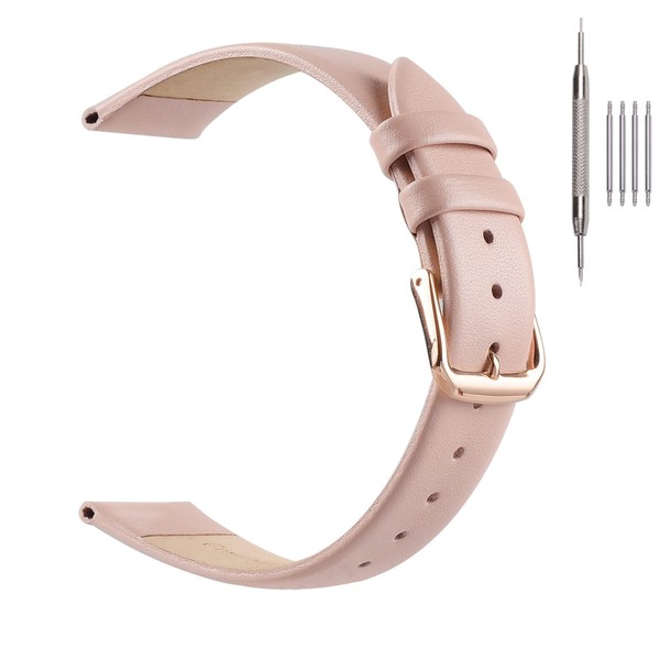 EACHE Pink 18mm Leather Watch Band for Women Replacement -