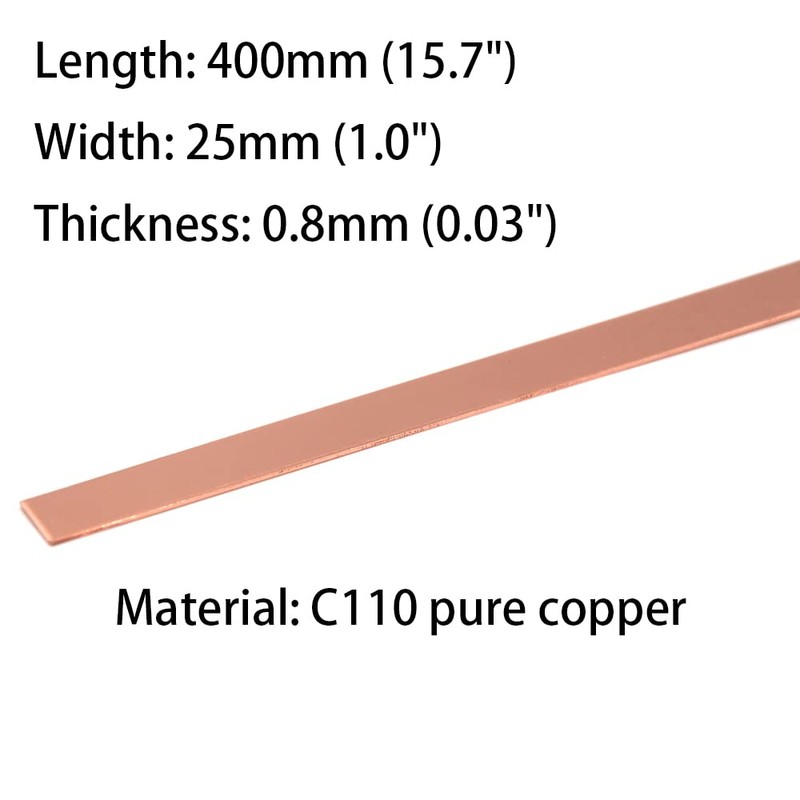 5PCS C110 Copper Flat Bar, 0.03" Thickness x 1.0" Width