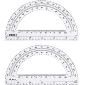 EBOOT Plastic Protractor Math Protractors 180 Degrees, 6 Inch, Pack of 2 (Clear)