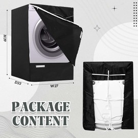 Teenyyou 2 Pack Black Washer and Dryer Covers Outside 27 x 33 x 39 Inch Waterproof, Dust Proof and Anti UV Washing Machine Cover Washer Dryer Cover for Front Loading Machine Outdoor Washing