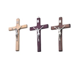 Aoxmas 3 Pack Handheld Prayer Cross – 4.7" Smooth Beech Wood Comfort Cross with Metal Medal and Jesus Crucifix, Versatile Religious Gift for Home Decor and Gift Giving
