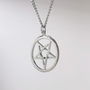 Real Metal Inverted Pentacle Pentagram Satanic Polished Silver Finish Pendant