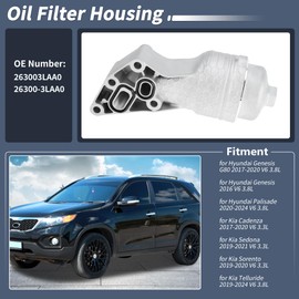 RATCHROLL No.263003LAA0 Upgrade Aluminum Oil Filter Housing Assembly for Hyundai for Genesis G80 Palisade Complete Engine Oil Filter for Kia Sorento Cadenza Sedona 2019-2020 V6 3.3L 3.8L