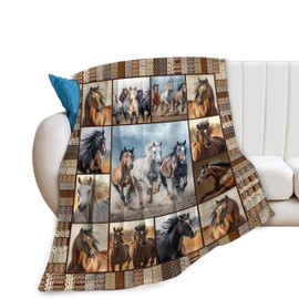 Horse Blaneket Western Horses Fleece Throw Blanket Fuzzy Plush Super Soft Cozy Warm Horse Decor Stuffed Animal Blanket Gifts for Boys Girls Kids Adult Men Women 40"x50"