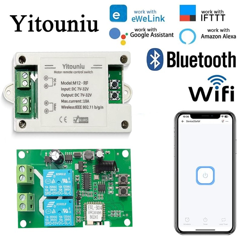 Yitouniu EWeLink DC7-32V 10A Motor Forward Reverse Controller Switch, WiFi