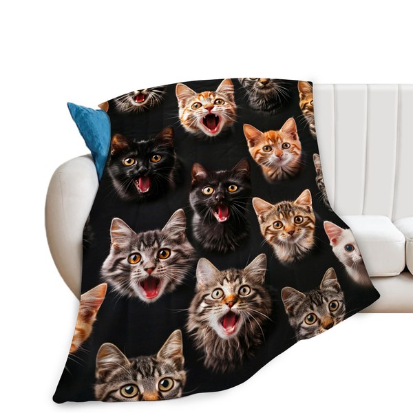 Funny Cats Throw Blanket - Soft, Warm, Cozy Fleece for