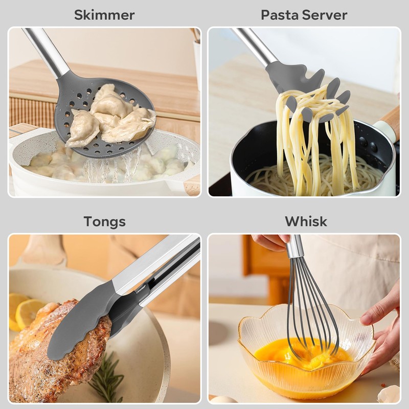 HaWare Silicone Utensils Set, 9-Piece Kitchen Cooking Utensils, Non-stick Heat