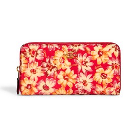 Coach Women's Patent Crossgrain Leather Accordion Zip Wallet (IM/Pink Multicolor)