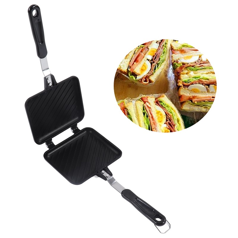 Sandwich Pan Breakfast Double Sided Frying Pan Flat Bottom Nonstick