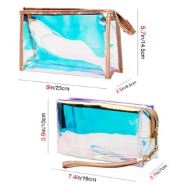TOCCOOL Travel Cosmetic Bag Colorful, Clear Toiletry Bag Cases with Zipper, Travel Organizer Cosmetic Bags, Makeup Accessories Pouch Holder for Women (Set of 2)