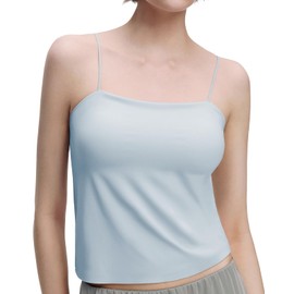 Ubras Seamless Bra-in Tank Tops, Cooling Camisoles for Women with Spaghetti Strap, Simple Tank Top for Girl, Blue Petite M