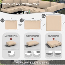 Tounosnt 14 Pcs Outdoor Cushion Covers Patio Cushion Slipcovers Replacement Splash Proof with Zipper