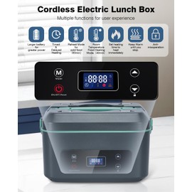 SKEOS Cordless Electric Lunch Box for Adults, Heated Lunch Box Battery Powered with 5 Side Heating, Portable Food Warmer with 5.5 Cups Removable Container, Self-Heating Food Warmer for Work,GreyGreen