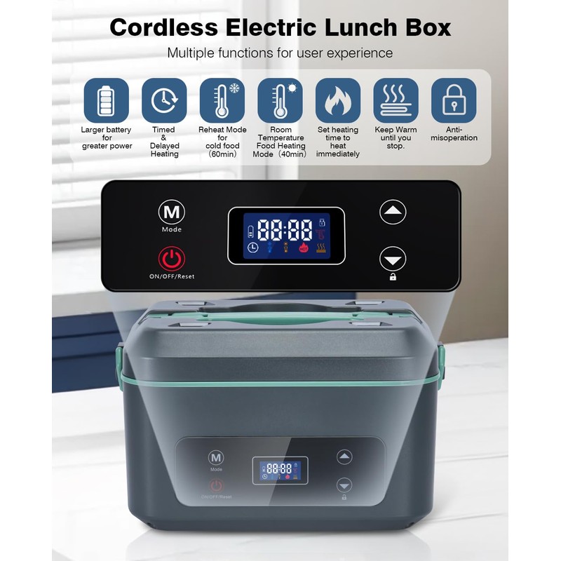 SKEOS Cordless Electric Lunch Box for Adults, Heated Lunch Box