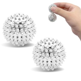 2 x 32 mm hedgehog ball, metal, magnetic acupressure skill balls, spiky ball, magnetic spiky massage ball