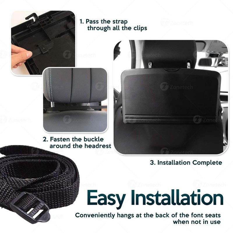 ZONETECH Multi-Functional Portable Foldable Car Backseat Tray Desk - Black
