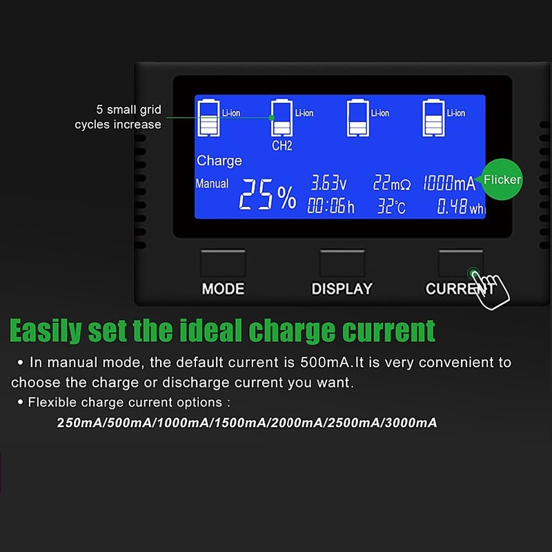 Sofirn Universal 4 Bay Smart Battery Charger with LCD Display