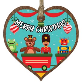 Stuff4 Novelty Christmas Hanging Wooden Heart Sign Plaque Tree Ornament Gifts - Christmas Toys - Dark Wood Hearts Sign Festive Gifts for Kids, Men, Women And Familys