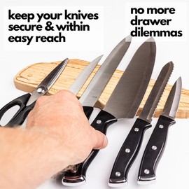 Mint Bucket Brands Premium Mangetic Knife Holder for Wall - Strong Heavy-Duty 16 Inch Engraved Magnet for Knives - Wall or Refrigerator Kitchen Magnetic Knife Stripe - Designed in U.S. (Mahi-Mahi)