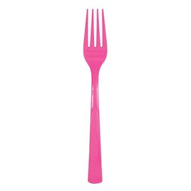 Unique Hot Pink Solid Plastic Forks (18ct) - Durable & Elegant Party Cutlery - Perfect For Parties, Picnics & Every Occasion