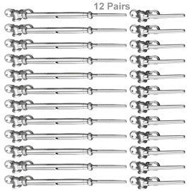 WAYSKA 12 Pairs T316 Stainless Steel Cable Railing Kit Fit 3/16" Stainless Steel Cable Wire Rope, Swage Toggle Turnbuckle Tensioner and End Fittings for Cable Railing System