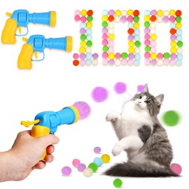 TEAWOO TEAWOO Cat Toy Balls with Launchers Set (2+100), 100 Cat Pom Pom Balls & 2 Cat Toy Ball Launchers (Durable Reinforced Edition), Cat Enrichment Toys, Interactive Cat Toy Balls, Soft & Safe Cat Toys