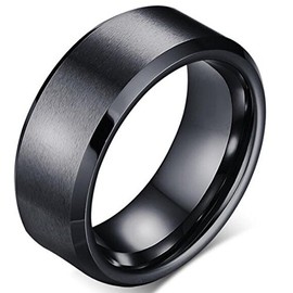 JUDE 8mm Matte Black Tungsten Carbide Classical Simple Plain Wedding Band Ring (Black, Z+5)